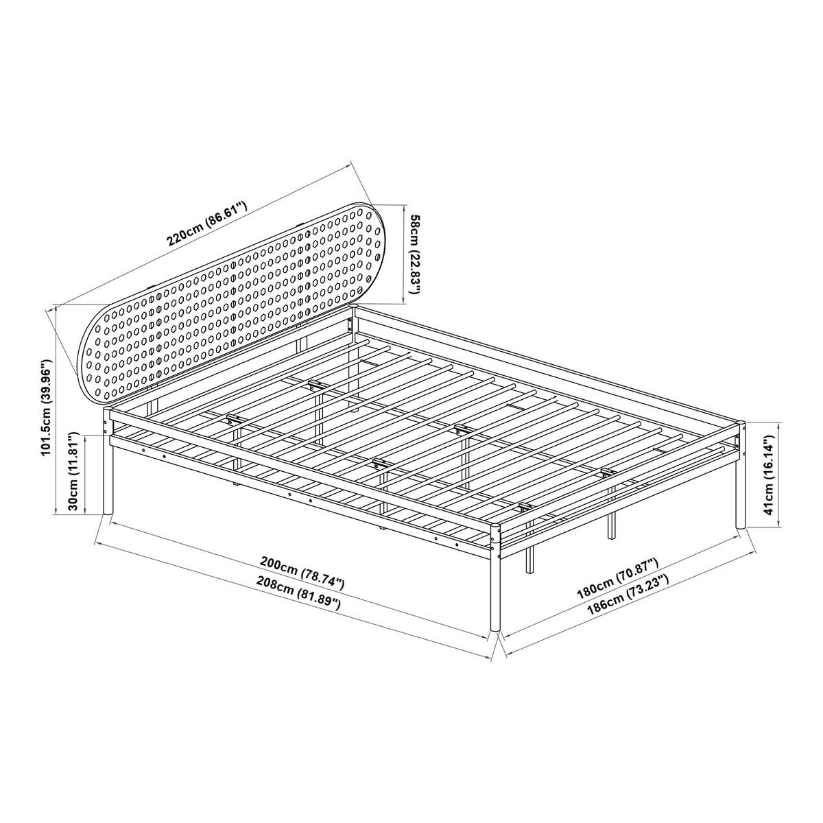KOVOVÁ POSTEL Linköping - černá/béžová, kov (180/200cm) - [en.casa]