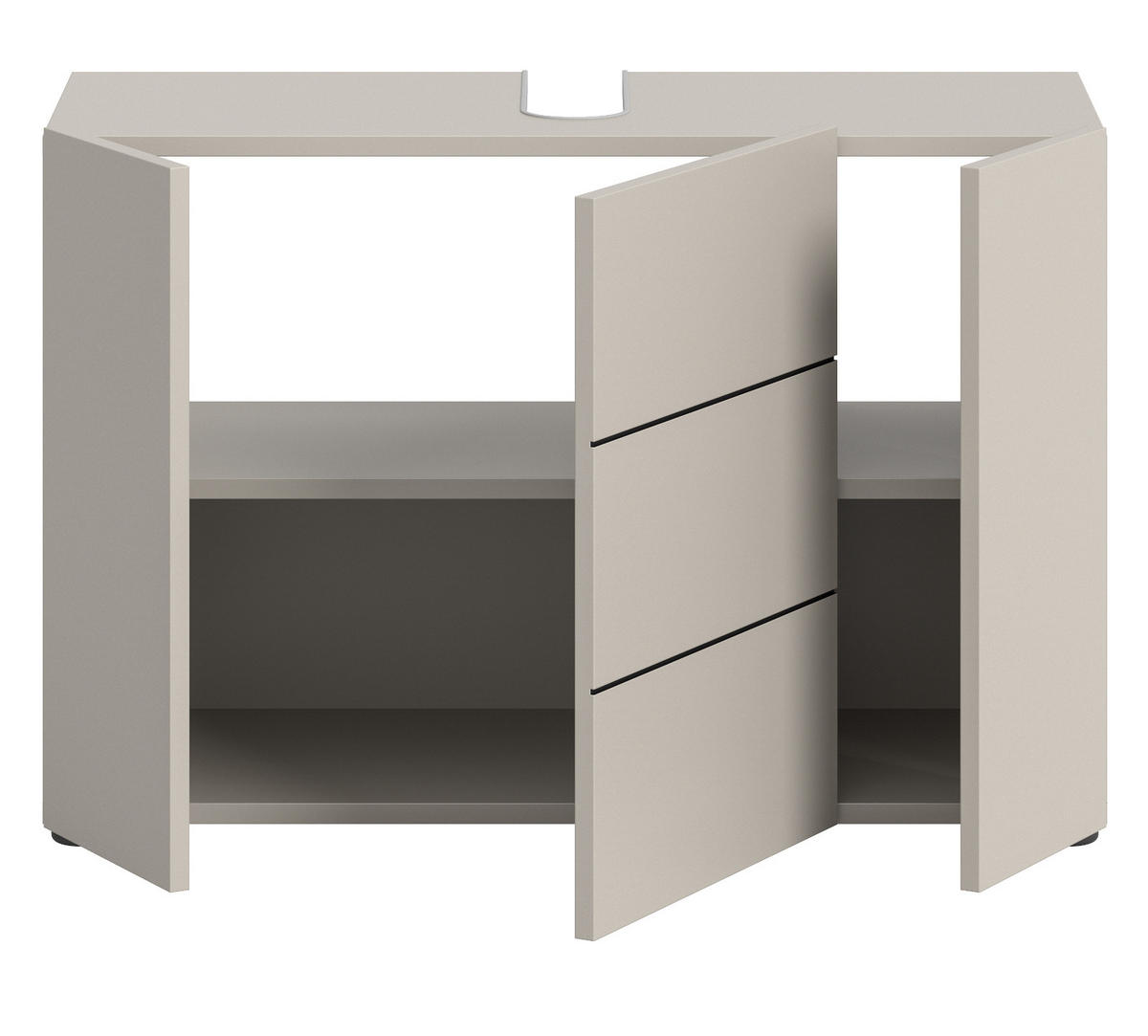 WASCHBECKENUNTERSCHRANK Kaschmir, Badezimmer Unterschrank 82 x 56 cm - Kaschmir/Schwarz, Holzwerkstoff/Kunststoff (82/56/34cm) - Inn.Furn