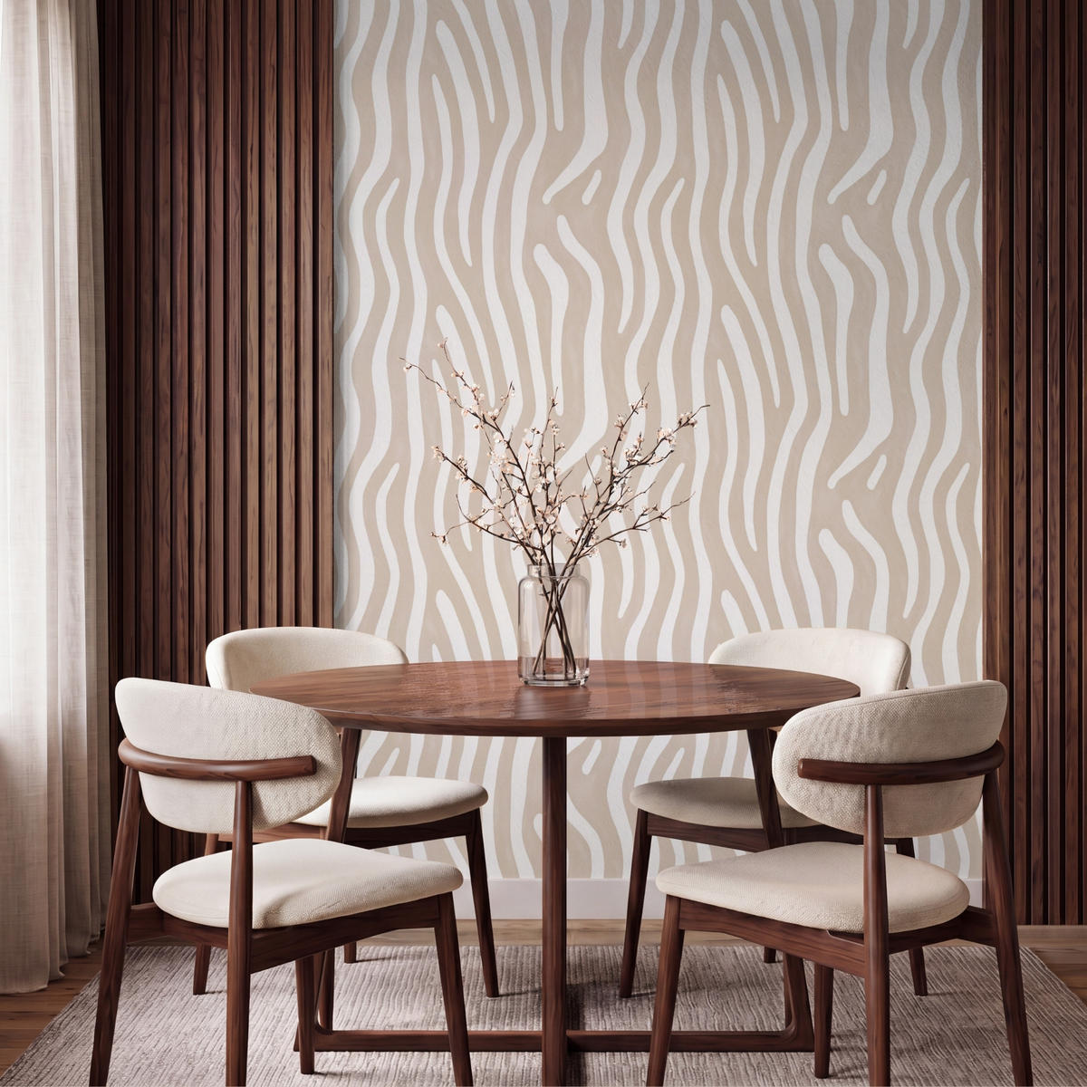 TAPETE - Abstrakt - Zebra - Beige - 160x220 cm - Beige, Papier (160/220cm) - OnlyWow