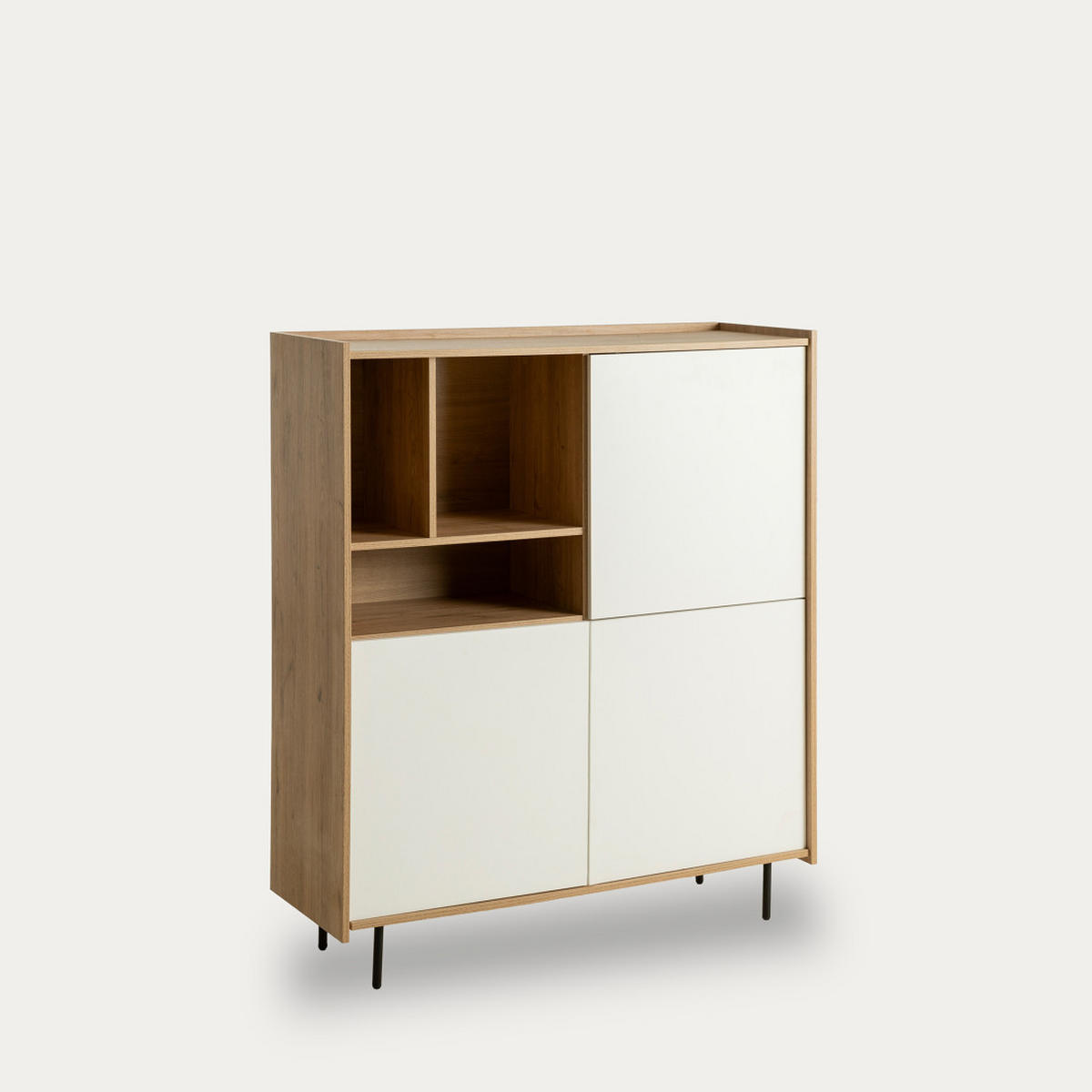 HIGHBOARD Nadine Natur - Weiß 120 cm x 138 cm - Braun, Holzwerkstoff (120/138/41cm) - Kenay Home