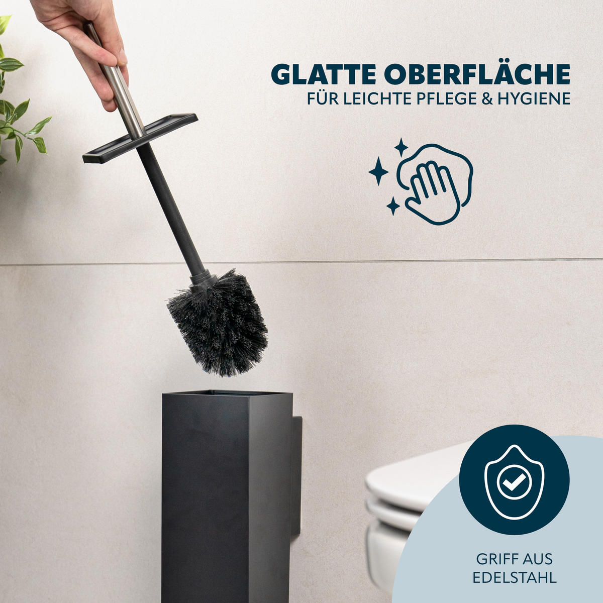 WC-GARNITUR inkl. Wandhalterung - Schwarz, Metall (10/39/14.5cm) - bremermann