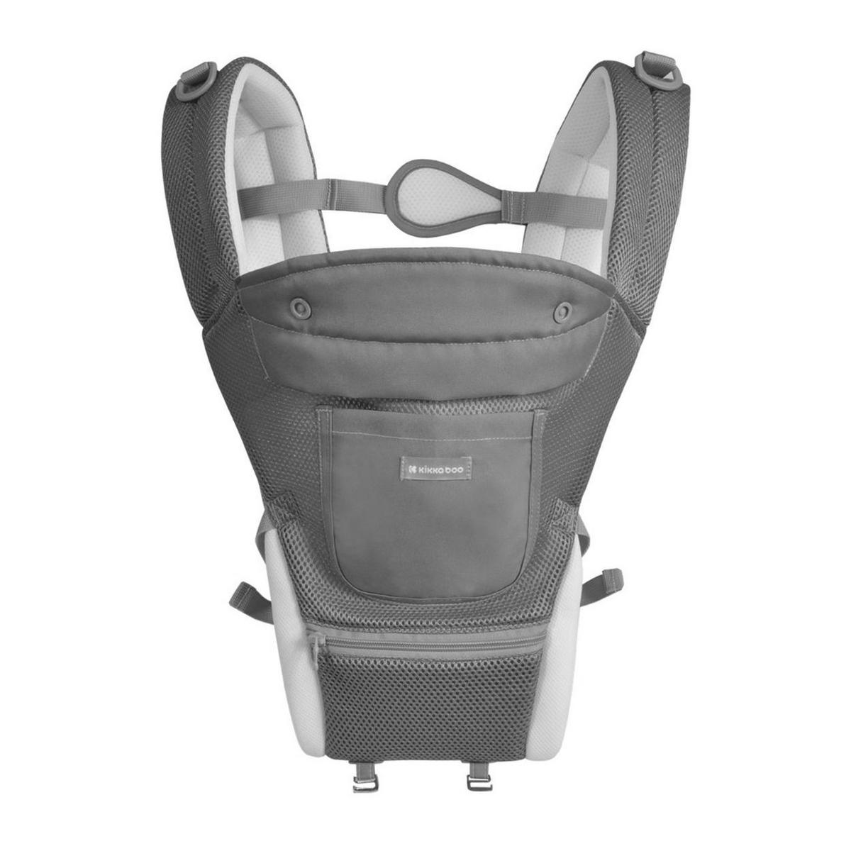 BABYTRAGE Chloe 3 in 1 schwarz weiß Hüftsitz, 8 Tragepositionen, Bauch- und Rückentrage, ab 5 Monate - Schwarz, Textil (25/15/39cm) - Kikka boo