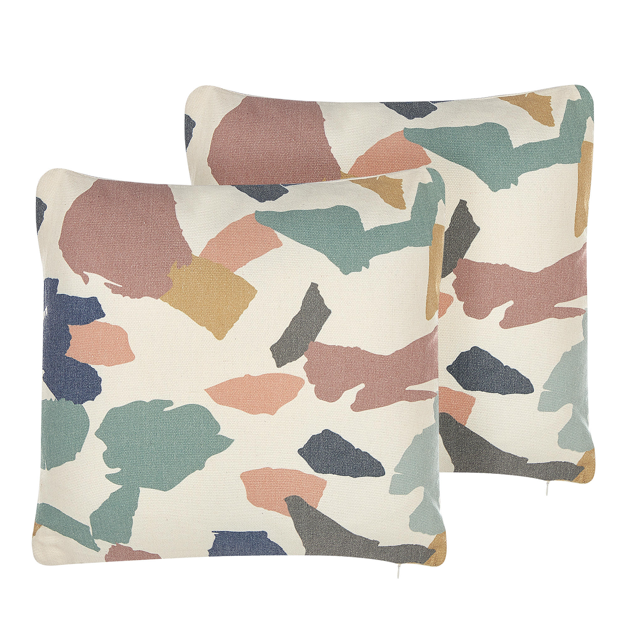 DEKOKISSEN 2er-Set Bunt 45/45 cm Fothergilla - Multicolor, Textil (45/45cm) - Beliani