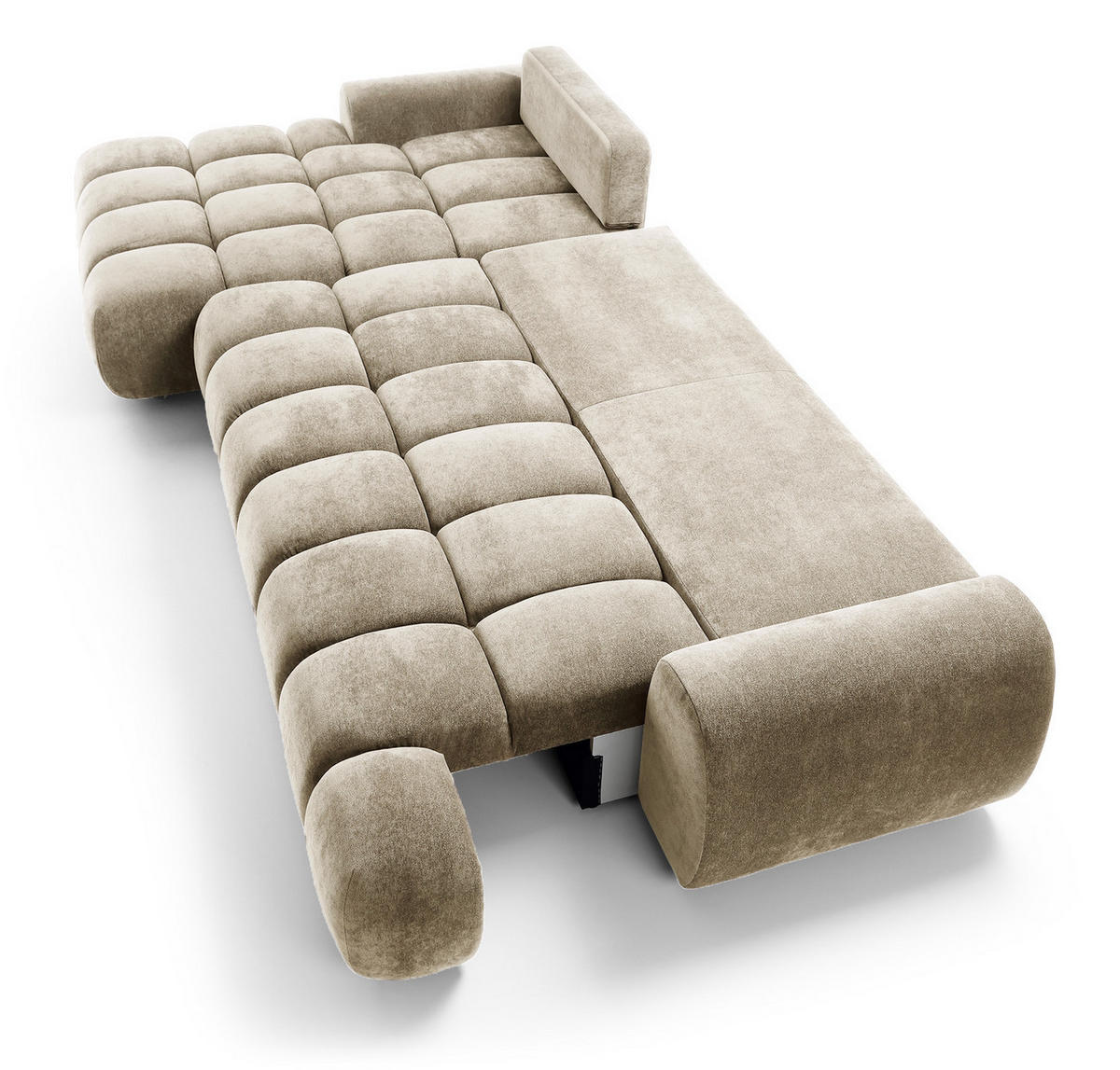 ECKSOFA 340 cm Valerio II, Schlaffunktion, Bettkasten, Links, Beige - Beige, Holz (340/177cm) - Emporius