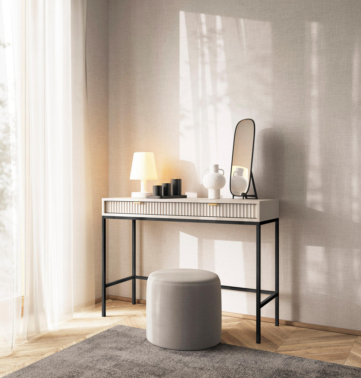 KONSOLE Kaschmir NEW Schwarz - Ecru, Holzwerkstoff (104/104/77cm) - Sepro Meble