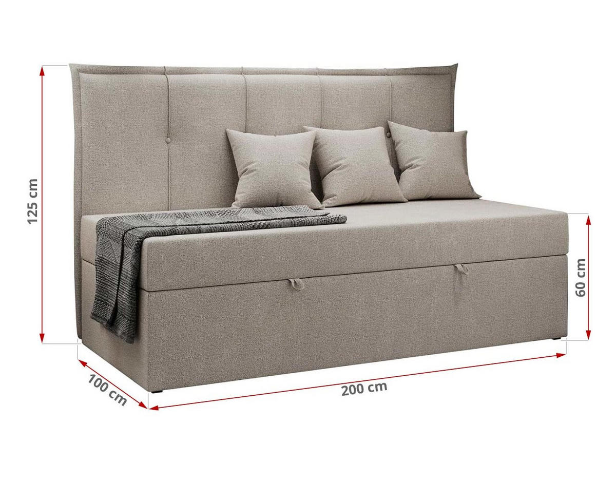 BOXBETT BANCO 90/200 Beige Struktur - H3 - Beige, Holz/Textil (90/200cm) - MKS