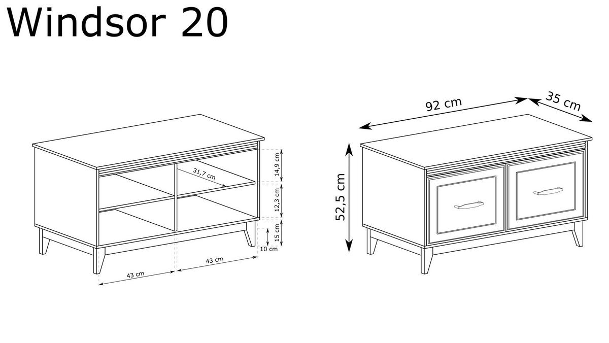 SCHUHSCHRANK Windsor W-20 92 x 52 x 35 cm Kaschmir - Kaschmir/Eichefarben, Eichenholz/Holzwerkstoff (92/52/35cm) - Koseto