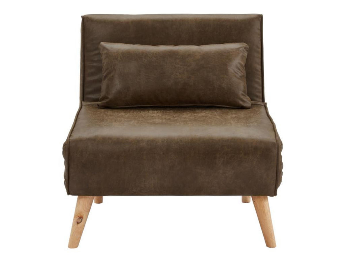 FUTONSESSEL - Microfaser - Vintage Look - Braun - POSIO - Braun, Textil (78/75/74cm) - Vente-Unique