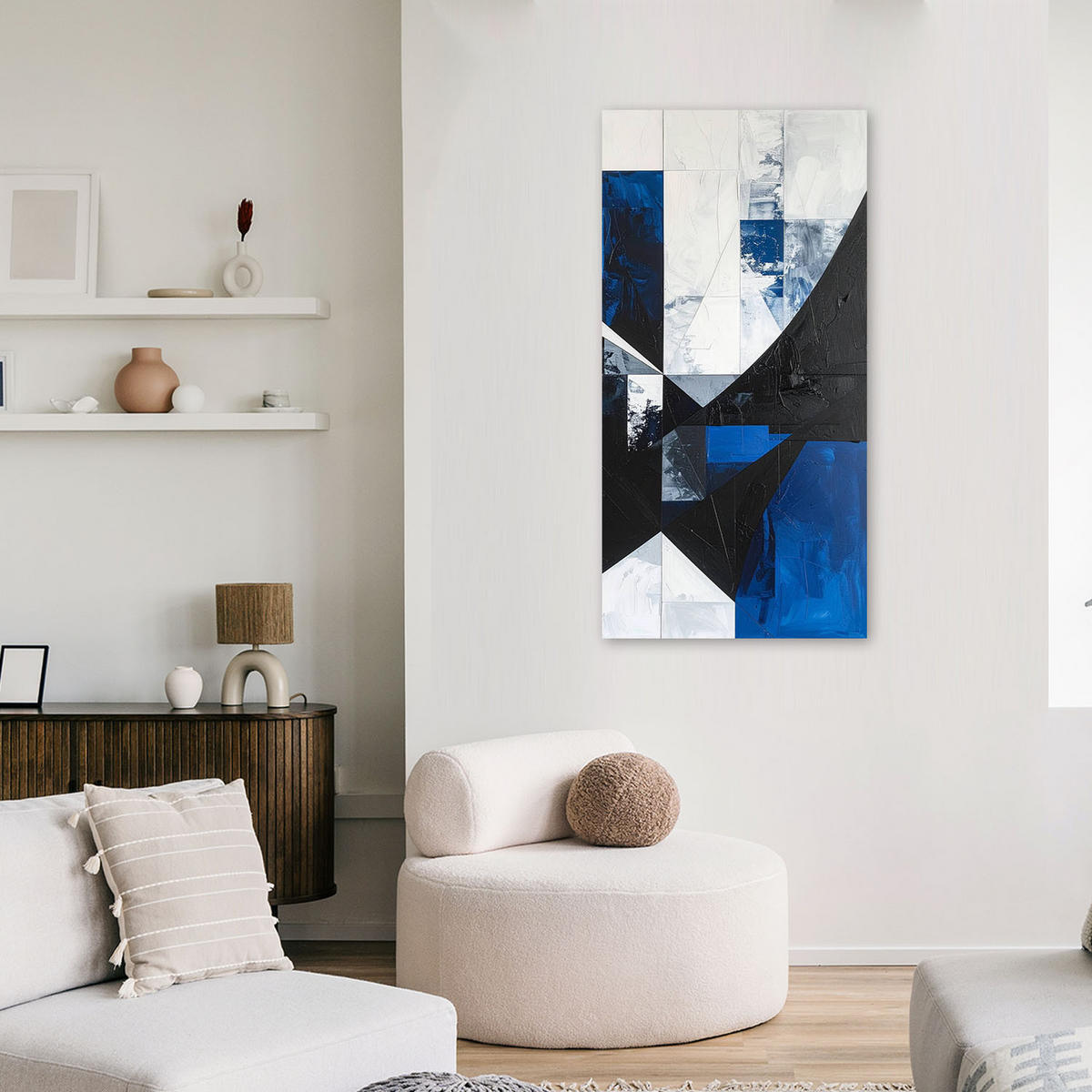 LEINWANDBILD 3D und geometrisch 60x120cm - Blau, Textil (60/120cm) - Feeby