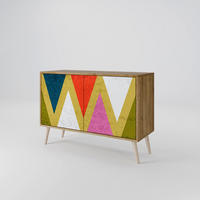 SIDEBOARD COLORFUL TRIANGLES, Eicheneffekt, 111x42x77,5 cm, 2 Türen - Eichefarben/Buchefarben, Holzwerkstoff/Buchenholz (111/77.5/42cm) - SpaceRebels