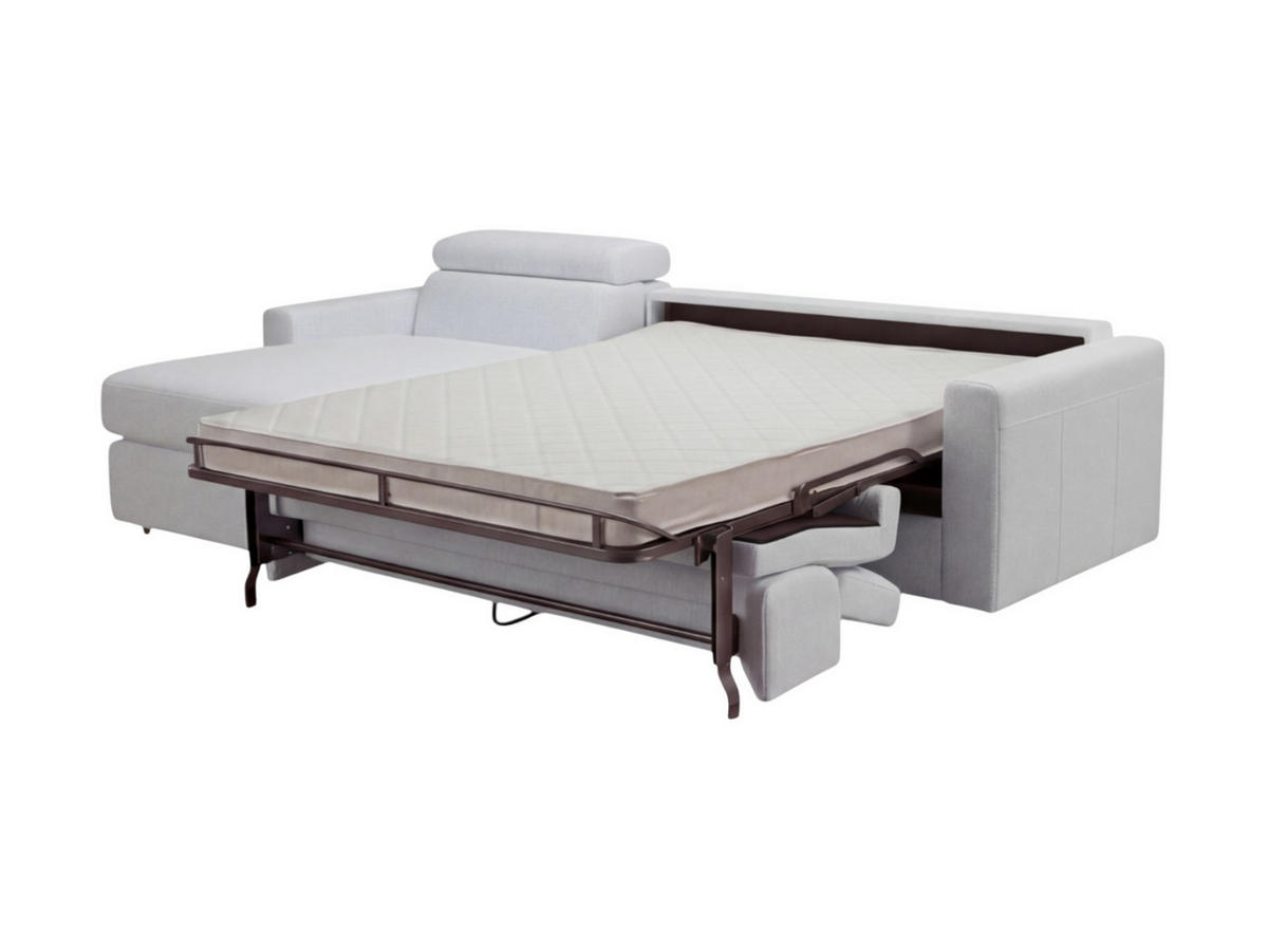 ECKSOFA Morris Echtleder mit Bettfunktion Weiß - Weiß, Leder/Metall (170/223cm)