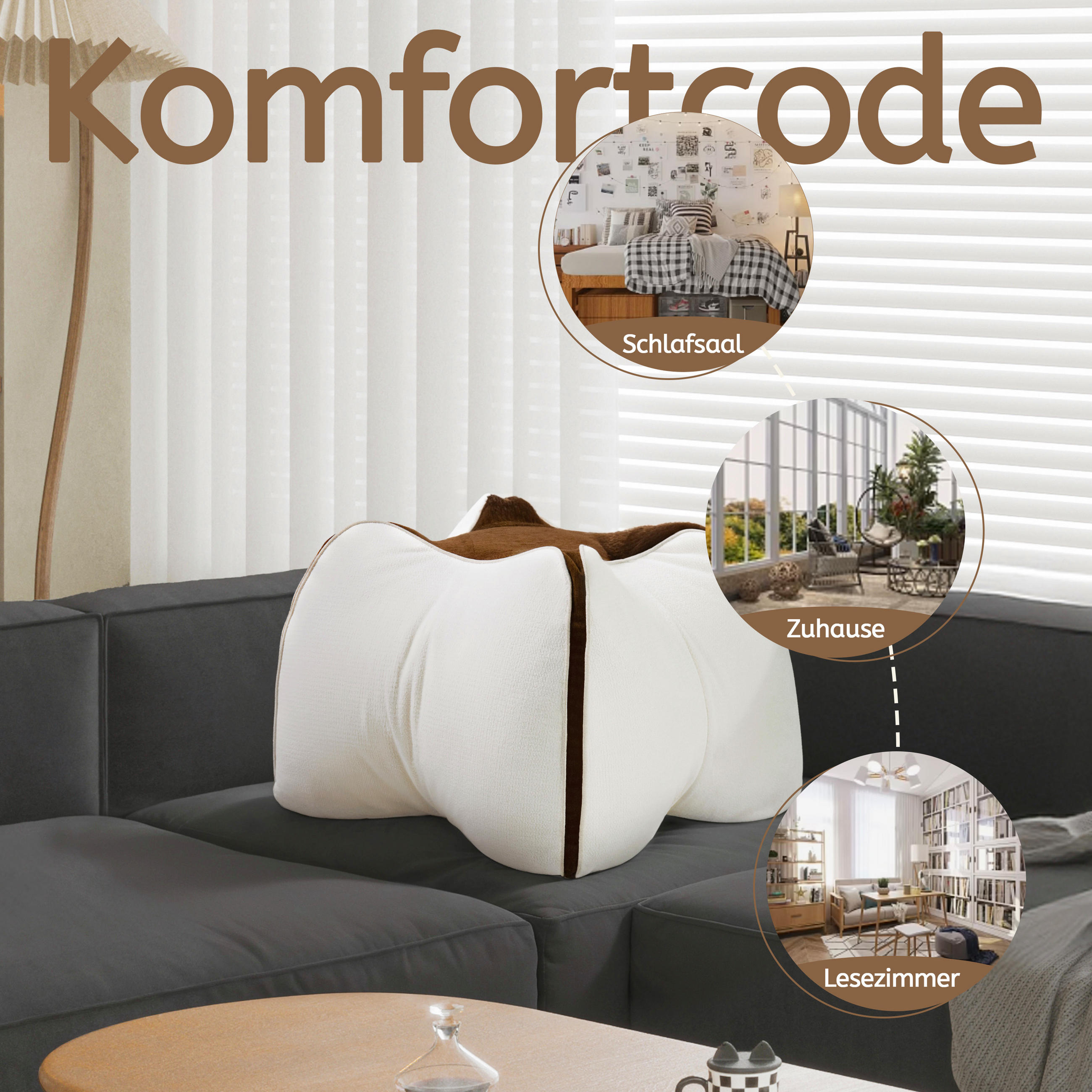 KISSEN Carambola Mehrere Funktionen - Beige/Braun, Textil (53/53cm) - Vercart