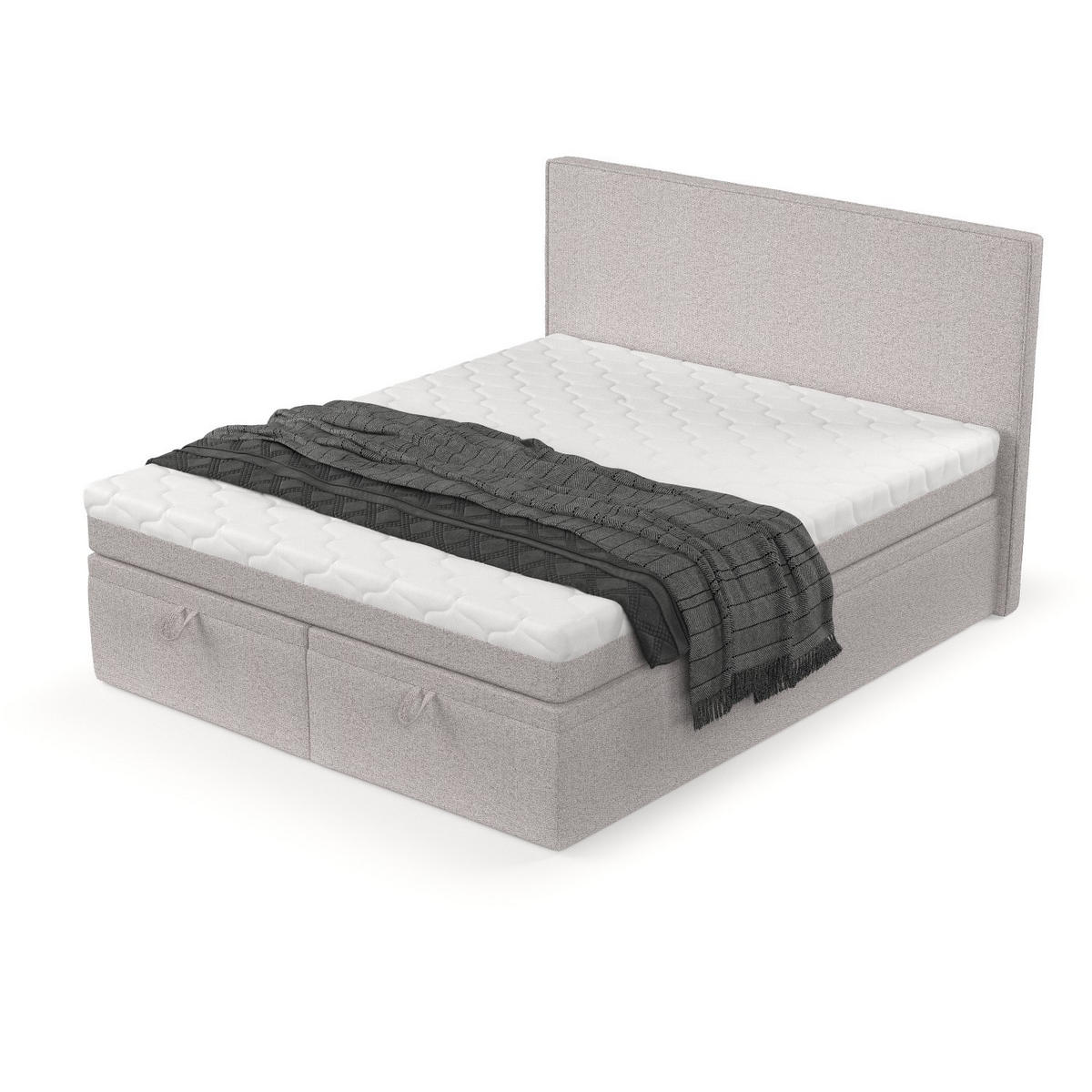 BOXBETT Zalla 140/200 cm Beige im Riva Stoff - Beige/Schwarz, Holz/Holzwerkstoff (140/200cm) - AltaBeds