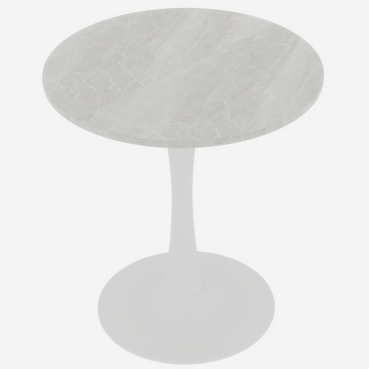 COUCHTISCH 70 cm rund in Weiß mit Marmor-Optik Weiß - Weiß, Stein (70/70/72cm)
