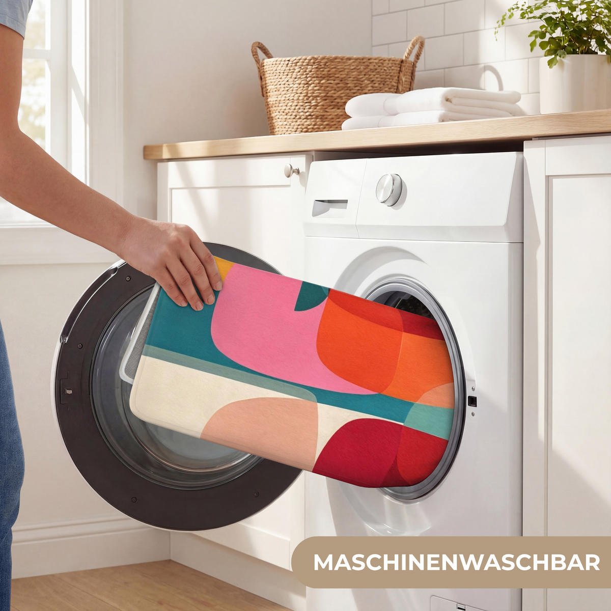 KOUPELNOVÁ PŘEDLOŽKA Tvary - barevné - abstraktní - letadla 60x120 cm - různobarevná, textil/plast (60/120cm) - OnlyWow