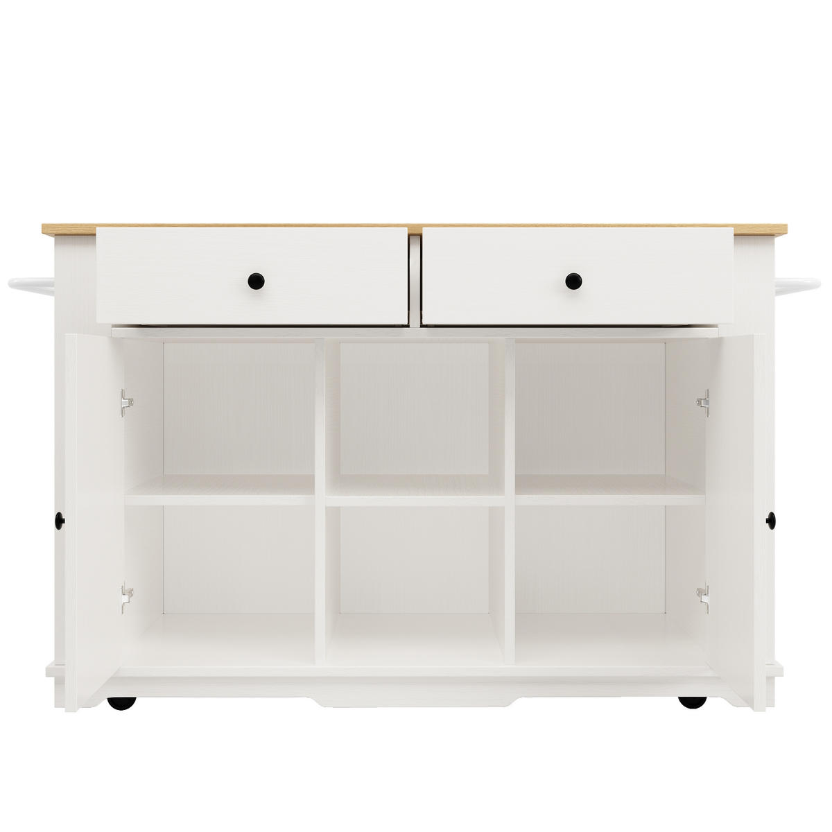 KÜCHENINSEL 151,5/59,7/91,7 cm weiß aus MDF/Metall mit Steckdose - Weiß, Holzwerkstoff (151.5/91.7/59.7cm) - OKWISH