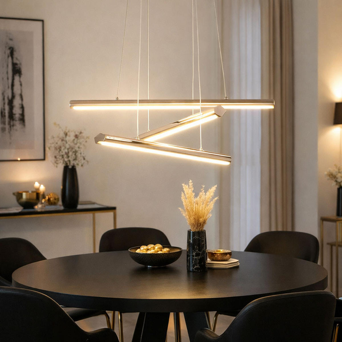 LED HÄNGELAMPE Terros Stahl Silber - Silberfarben, Metall (58/58/110cm)