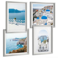 BILDER SET 4er Set - 50x50 cm & 40x60 cm Silberner Rahmen - Meeresarchitektur Griechenlands - Silberfarben, Kunststoff (50/50cm) - TULUP