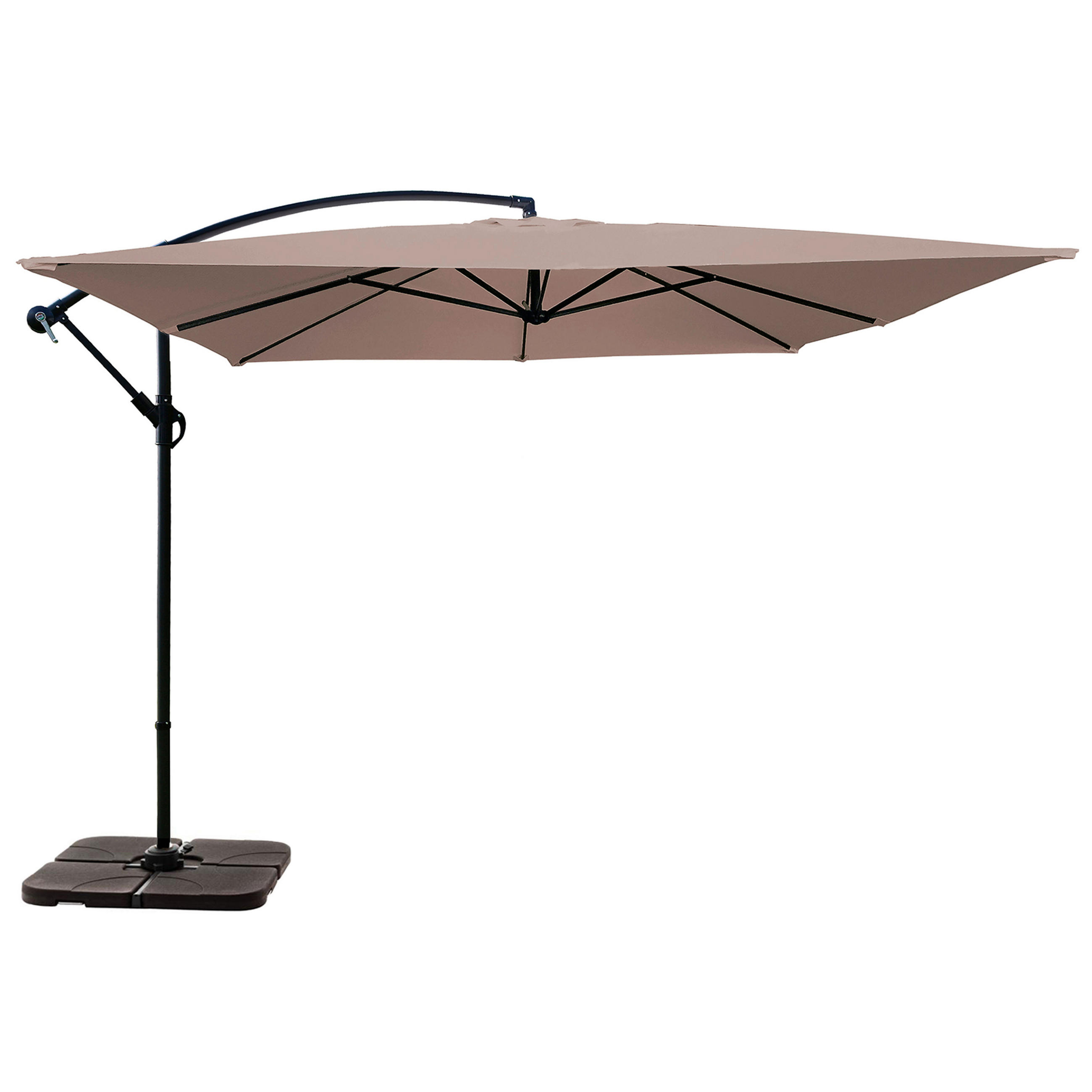 SONNENSCHIRM 3x3m mit 4 Gewichtsplatten, Taupe - Taupe, Metall (300/300cm) - Oviala