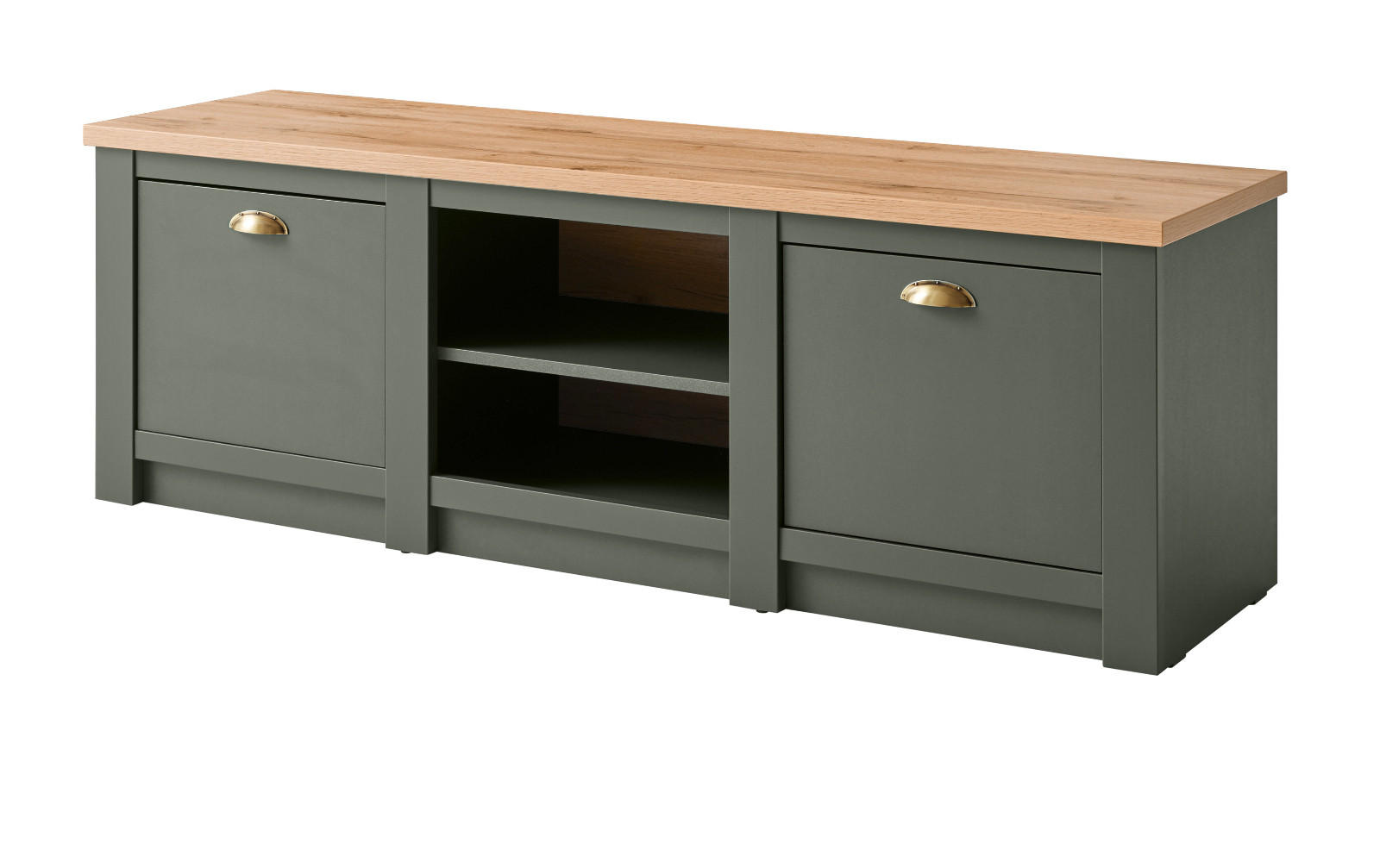 Furn.Design Tv-Lowboard Grün, Eiche Wotan 152x51x45 cm