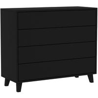 KOMMODE Home mit 4 Schubladen, 100 cm, ohne Griffe, Schwarz - Schwarz, Holzwerkstoff (80/85/40cm) - Beautysofa