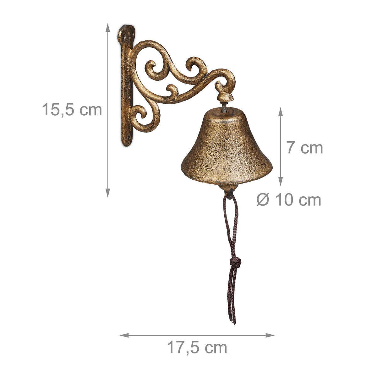 TÜRGLOCKE - Goldfarben, Metall (10/15.5/17.5cm) - Relaxdays