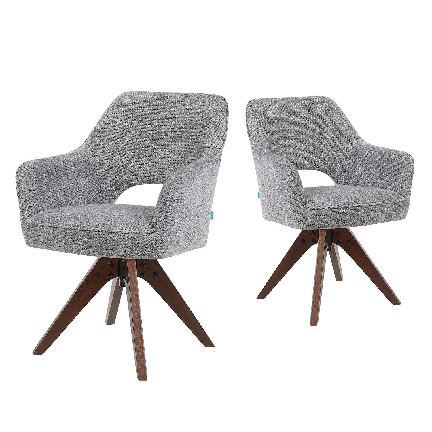 DREHSTUHL Mika-Lena 2er-Set - Dunkelgrau/Nussbaumfarben, Eichenholz/Holz (60/87/65cm) - DUBI Möbel