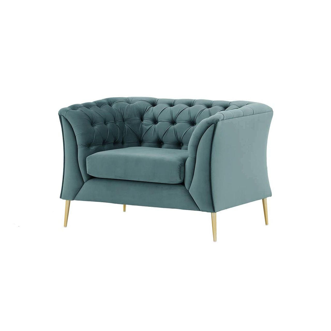 SESSEL Chesterfield Modern-Velluto 12 - Blau, Holz/Textil (106/74/80cm)
