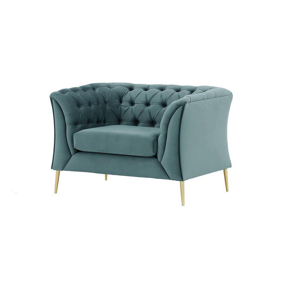 SESSEL Chesterfield Modern-Velluto 12 - Blau, Holz/Textil (106/74/80cm)