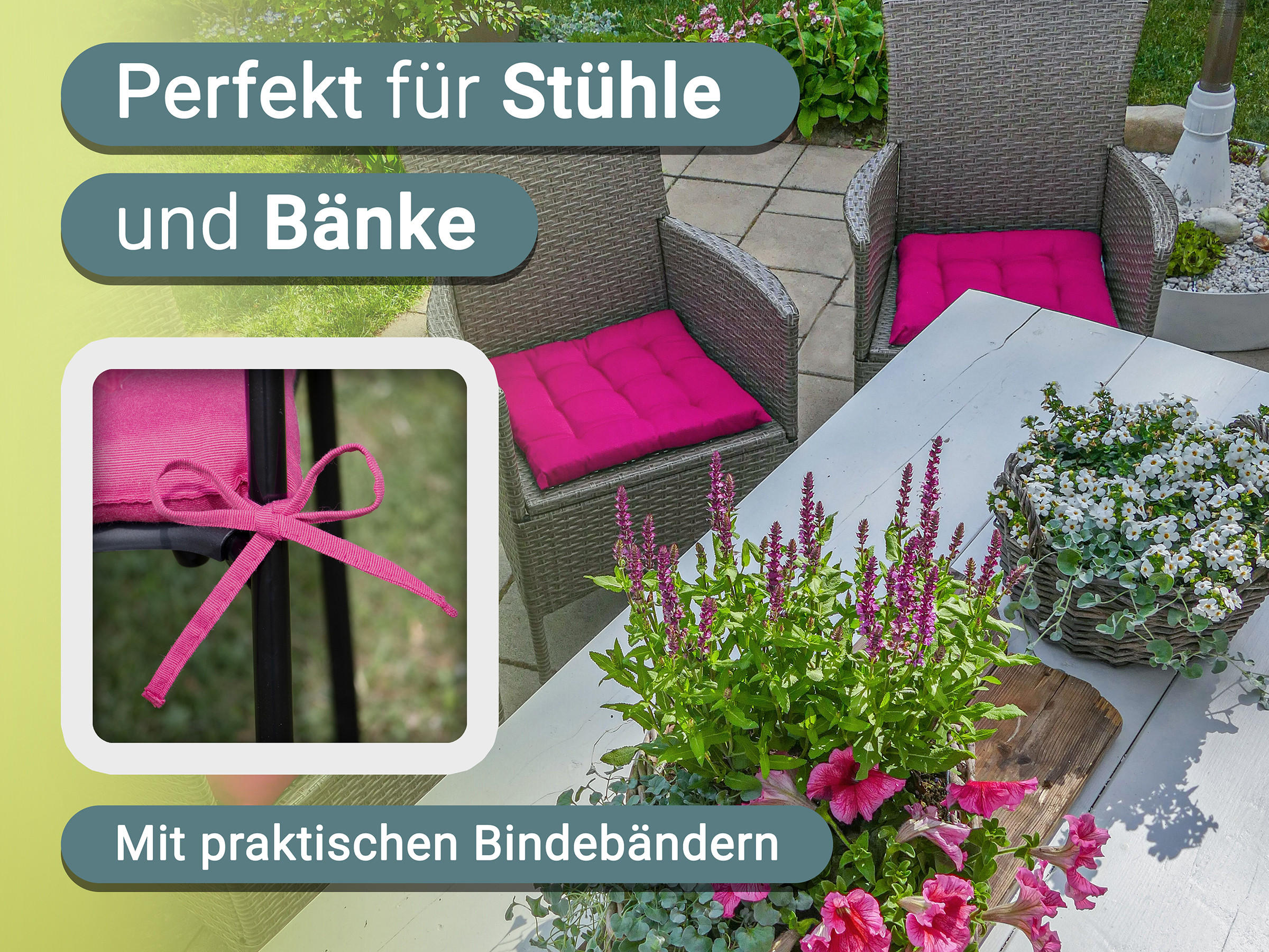 STUHLKISSEN, 4er-Set, 40x40 cm, 100% Polyester, Rot - Pink, Textil (40/40/3cm) - Zollner