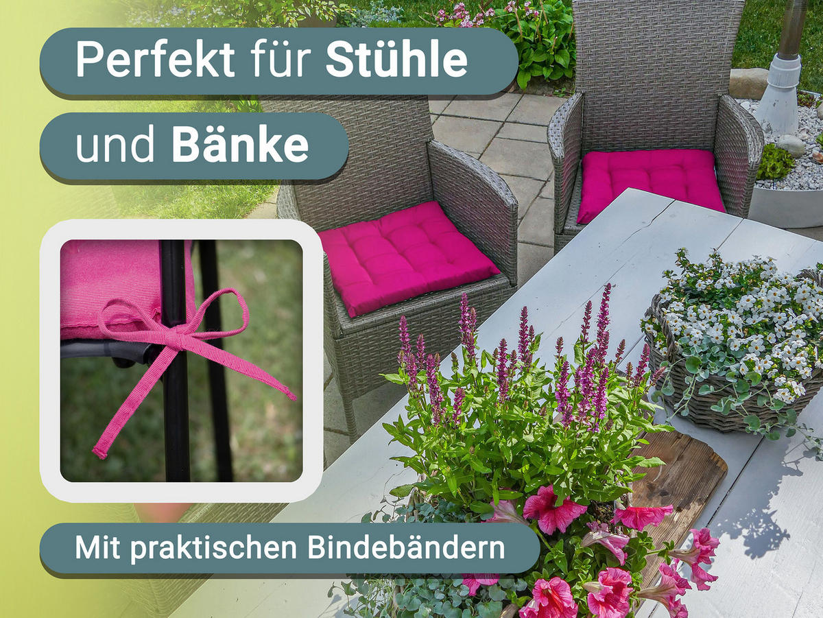 STUHLKISSEN, 4er-Set, 40x40 cm, 100% Polyester, Rot - Pink, Textil (40/40/3cm) - Zollner