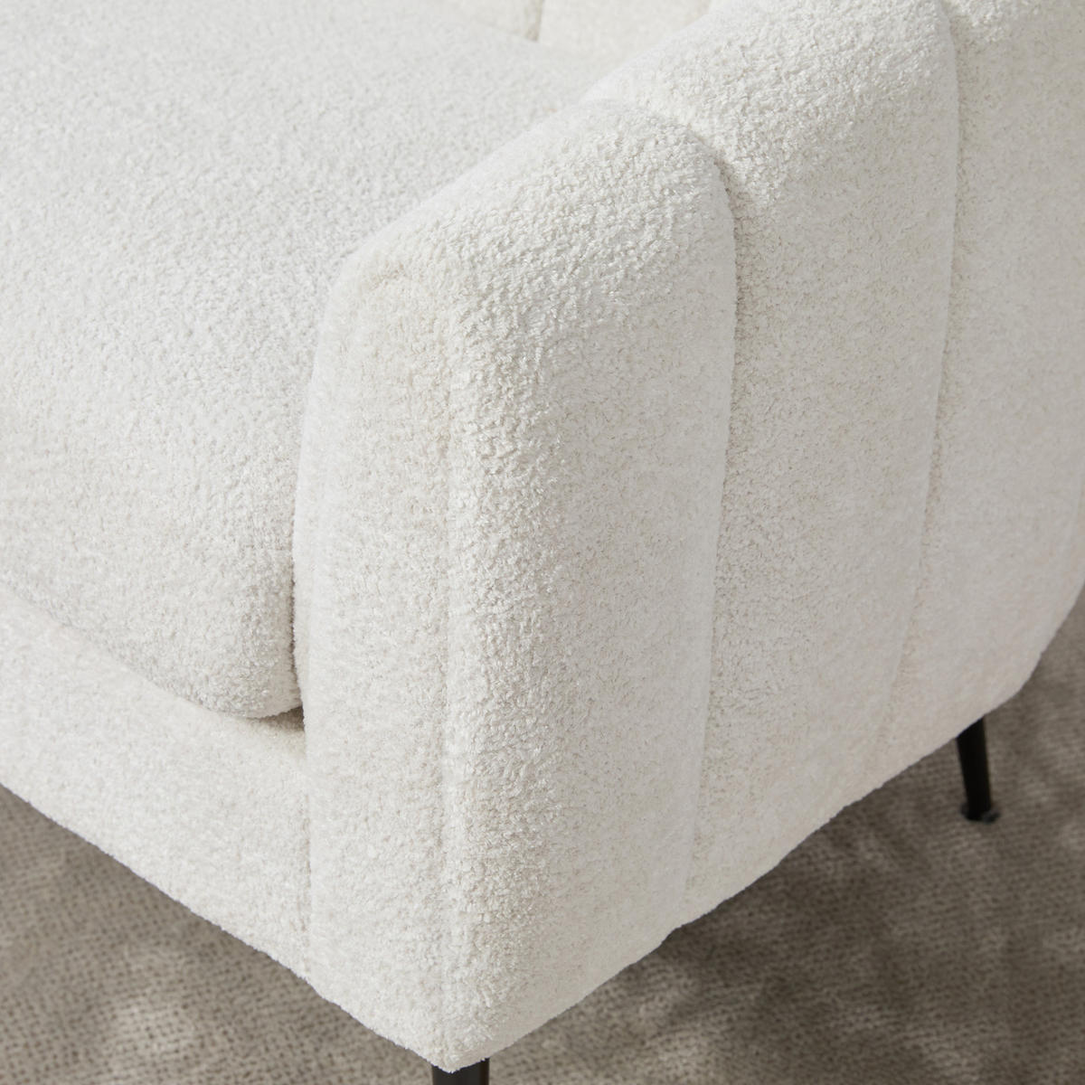 2-SITZER SOFA Chenille Ivory mit abnehmbaren Sitzkissen - Creme, Holzwerkstoff/Textil (127.5/76.5/70cm) - WISHDOR