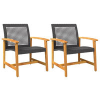 GARTENSTÜHLE 2er Set Schwarz Poly Rattan Und Akazienholz - Schwarz, Kunststoff (63/80/64cm) - vidaXL