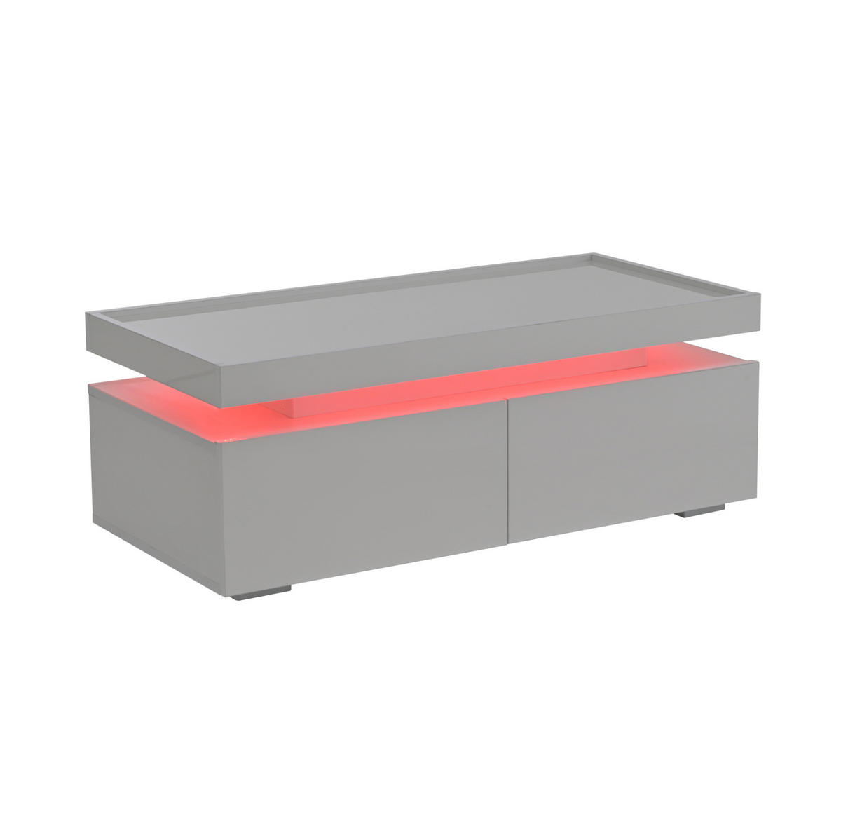 COUCHTISCH 95/45/35 cm Weiß aus Spanplatte mit LED und 2 Schubladen - Weiß, Holzwerkstoff (95/45/35cm) - OKMYHOME