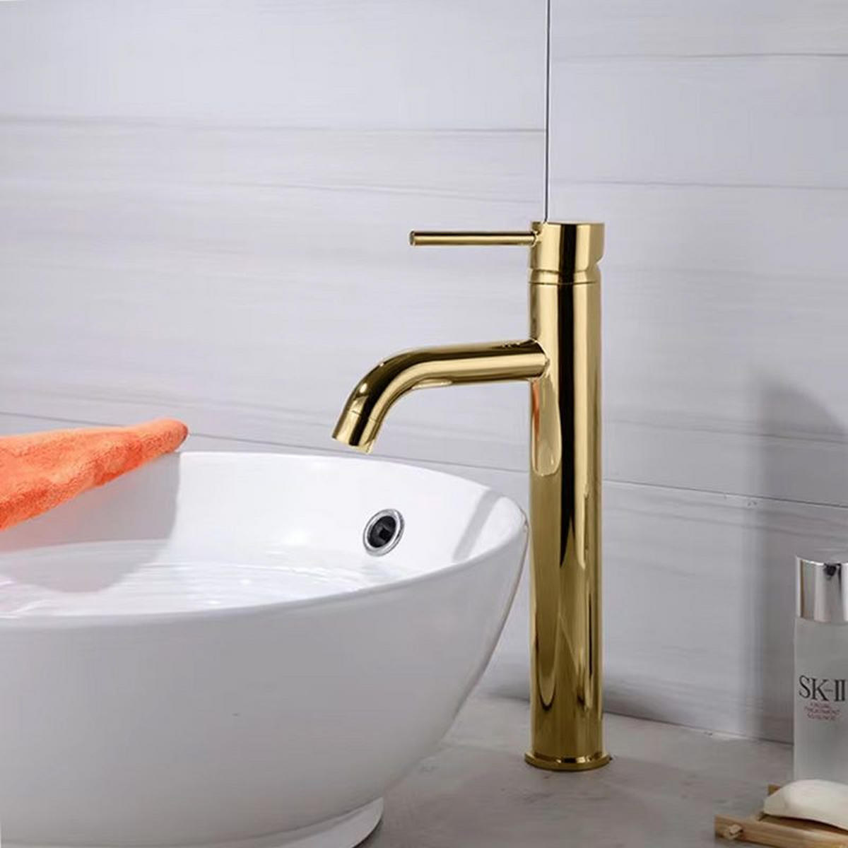 WASCHBECKENARMATUR LUNGO L. GOLD HIGH 18/5/28 cm - Goldfarben, Metall (5/28/18cm) - REA