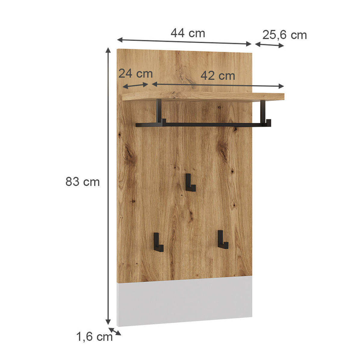 NÁSTĚNNÝ VĚŠÁK Selena Bílá/Artisan - bílá/dub artisan, kompozitní dřevo (44/83/25.6cm) - Vicco