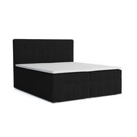 BOXBETT LOFT IV 160/200 Cord Schwarz mit Taschen-Federkernmatratzen 7 Zonen H4 - Schwarz, Holz/Holzwerkstoff (160/200cm) - Deine Möbel 24
