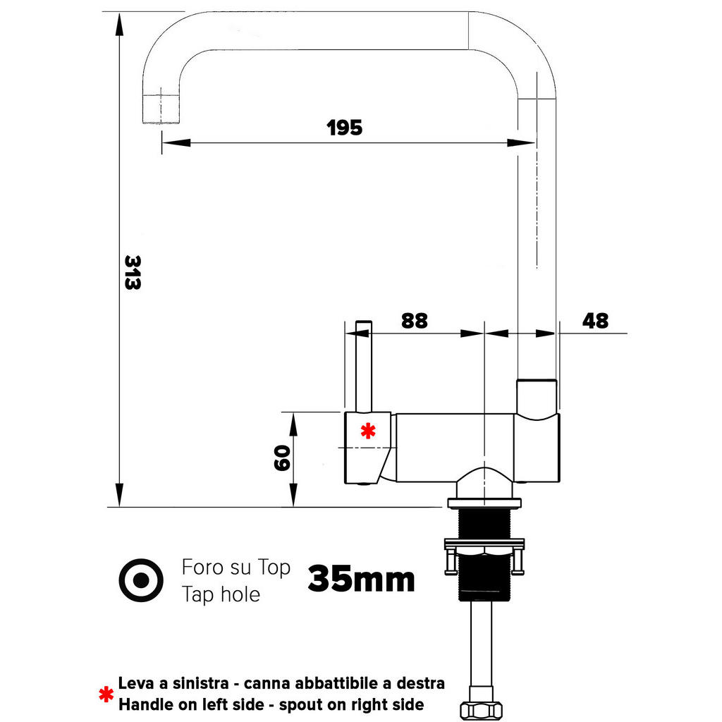 Thumbnail - Vizio Vorfenster-Küchenarmatur,, Chrom, Metall, 19.5x31.3x19.5 cm, flexible Anschlussschläuche, Keramikkartusche, schwen...
