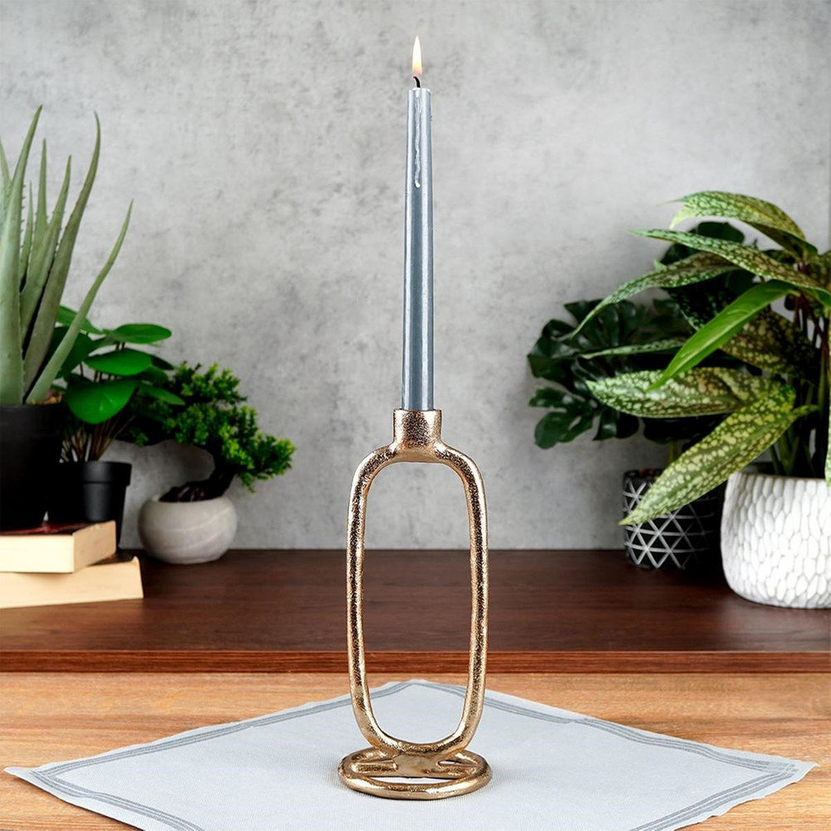 DEKO-KERZENSTÄNDER golden 10/10/24 cm - Goldfarben, Metall (10/24/10cm) - Home Styling Collection