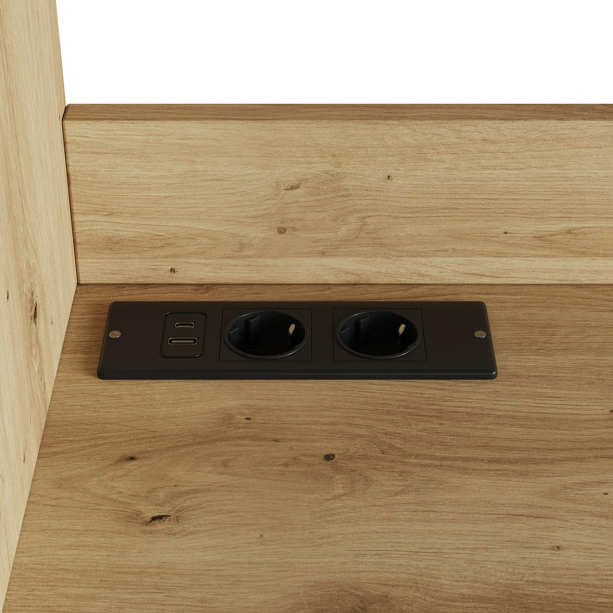 BUFFETSCHRANK 120x40x178cm Holzfarbe mit USB und Steckdose - Naturfarben, Holzwerkstoff (120/178/40cm) - FLIEKS