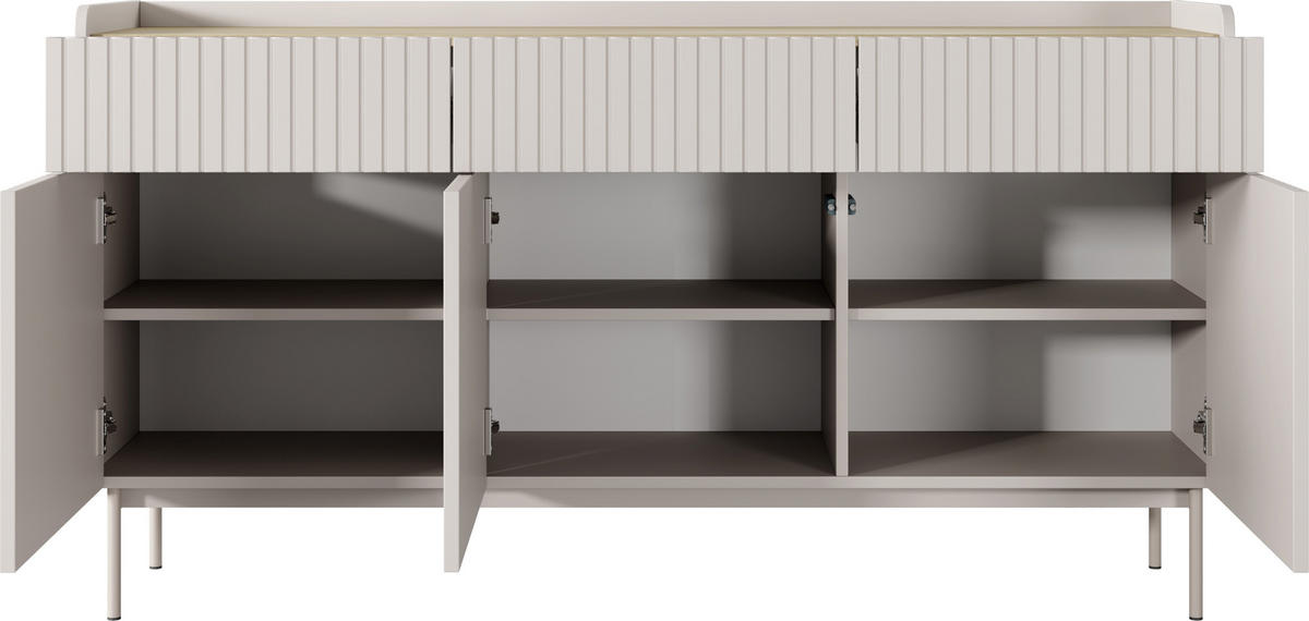 SIDEBOARD Nolle in Beige & Scandi Eiche 153/82/38 cm - Sandfarben/Beige, Holzwerkstoff/Metall (153/82.2/38cm) - WFL GROUP