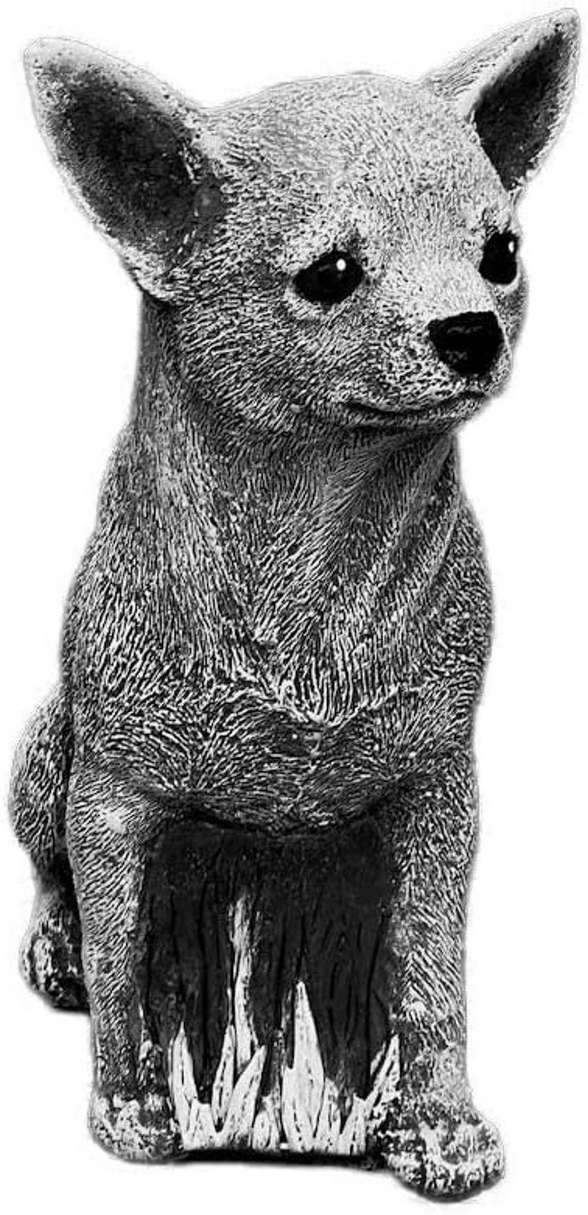 STEINFIGUR Chihuahua frostfest wetterfest Steinguss massiv - Grau, Stein (8/21/18cm) - stoneandstyle