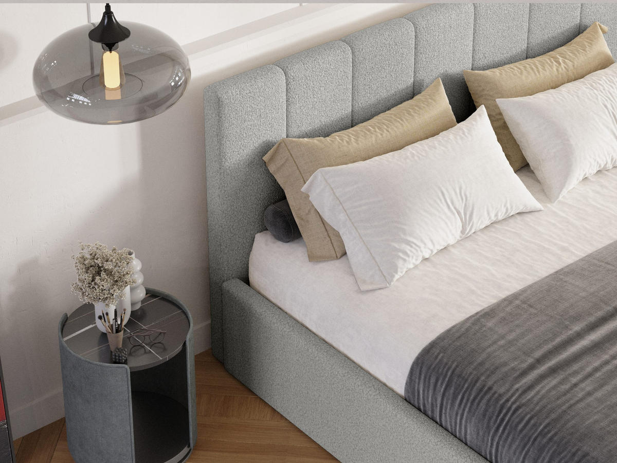 POLSTERBETT Malfo Slim 180x200 cm, Hellgrau - Grau, Textil (180/200cm) - Fedve