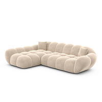 ECKSOFA Liva Creme Samtstoff L-Form Links - Creme, Textil (265/160cm) - VAROYAL