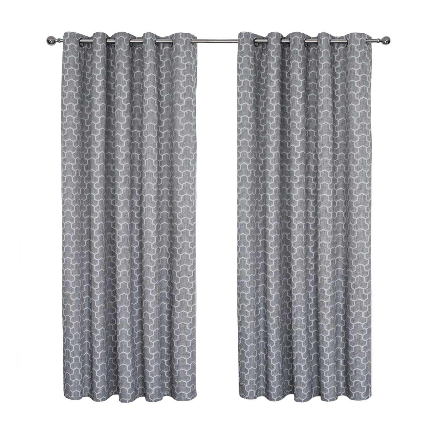 VERDUNKELUNGSVORHÄNGE geometrisch mit Thermo-Funktion, Ösen 117/137 cm - Grau, Textil (117/137cm) - Homescapes