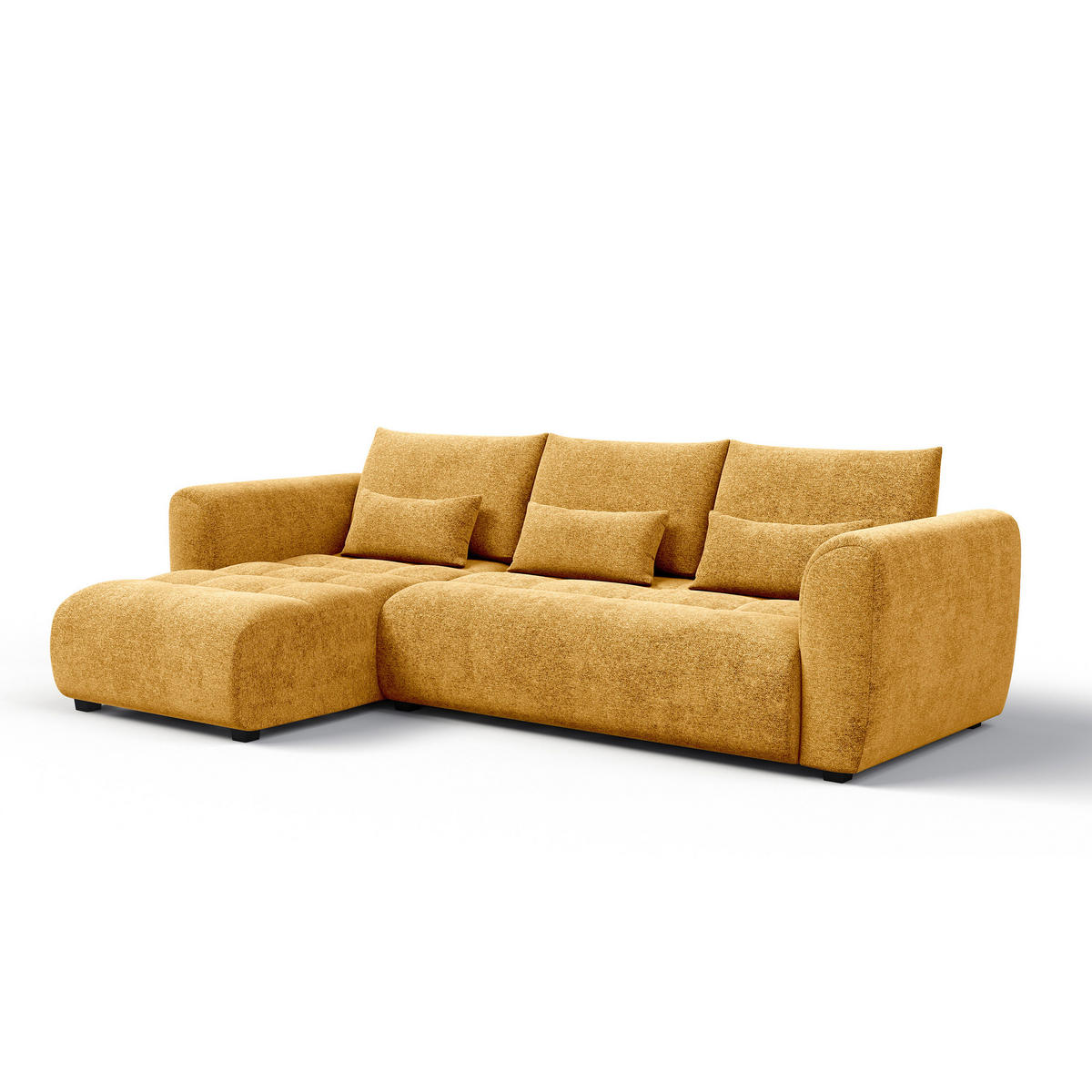 ECKSOFA SORENO 4-Sitzer, gelb - Gelb/Schwarz, Holz/Textil (293/171cm) - Courtois Laville