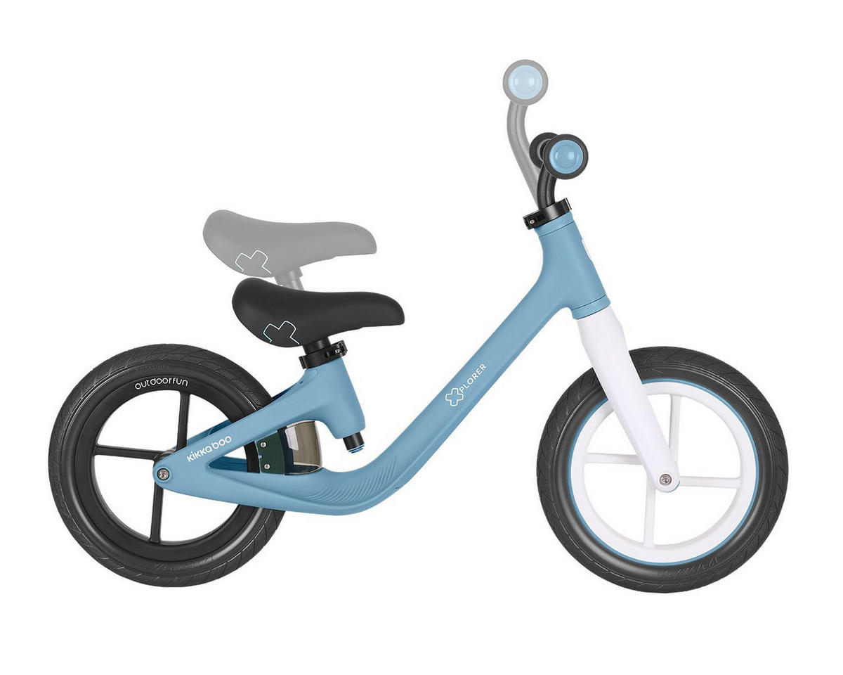 LAUFRAD Xplorer 12 Zoll blau höhenverstellbarer Lenker und Sitz, Griffe - Blau, Metall (87/35/55cm) - Kikka boo