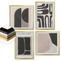 WANDBILDER 4er Set - 50x50 cm & 40x60 cm Goldrahmen - Abstrakte minimalistische Poster - Goldfarben, Kunststoff (50/50cm) - ArtPrintCave