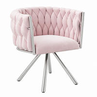 SCHMINKSTUHL drehbar Samt Pink mit Metallgestell - Pink, Metall (54/72/59cm) - Meubliv