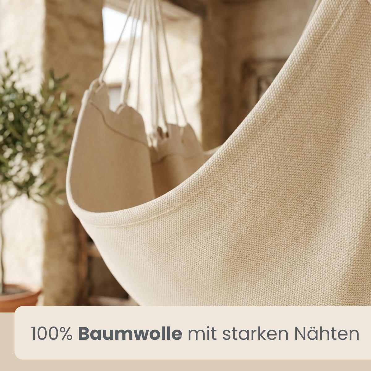 XL HÄNGESTUHL mit Gestell 210/140 cm, Beige/Schwarz - Beige, Textil (140/210/160cm) - Amanka